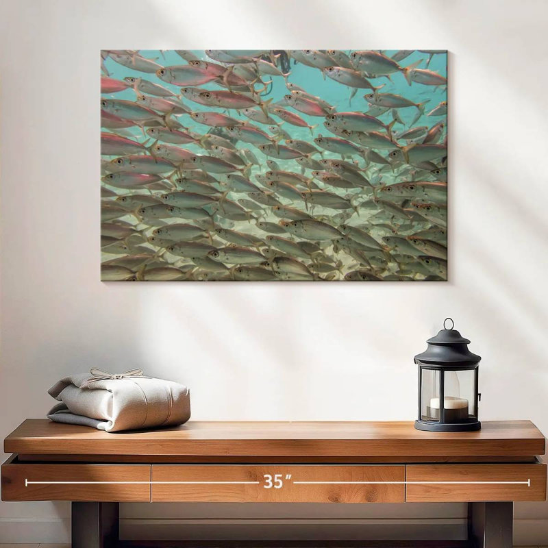 Crowle sous les poissons tropicaux, H 16 po x l 24 po