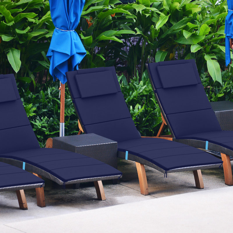 Chaise Lounge Cushion Outdoor(Set Of 4), Navy, 48" W x 26" D