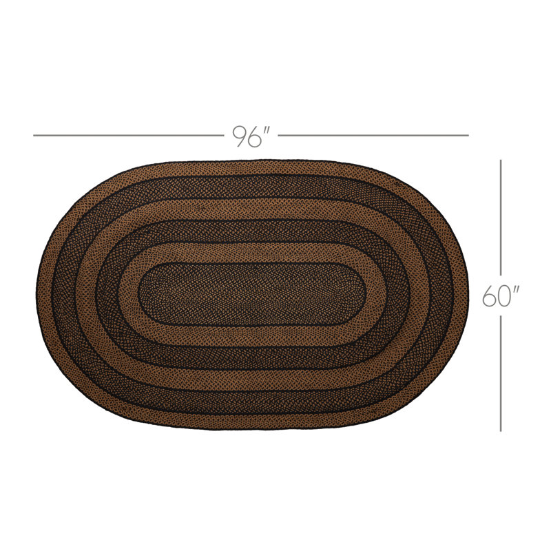 Tapis ovale tressé géométrique noir / brun foncé Anzla