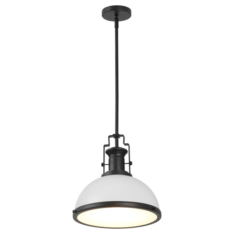Luminaire suspendu en forme de cloche à 1 lumière Staub, H 13,5 po x l 13 po x P 13 po, Noir mat / blanc