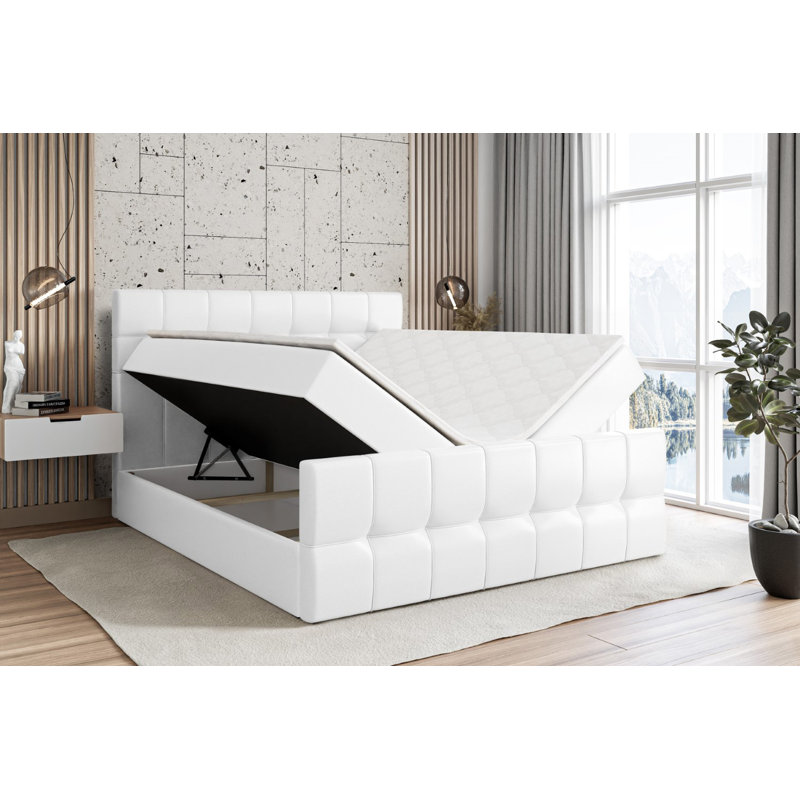 Asherah Bed with Mattress, 200 x 200cm, White
