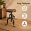 Tabouret pivotant en bois massif Jenaiah