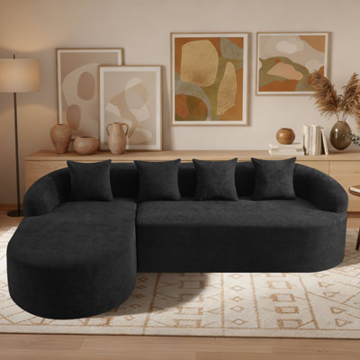Curved Cloud Sectional Sofa with Chaise, No Assembly Chenille Modular Living Room Couch