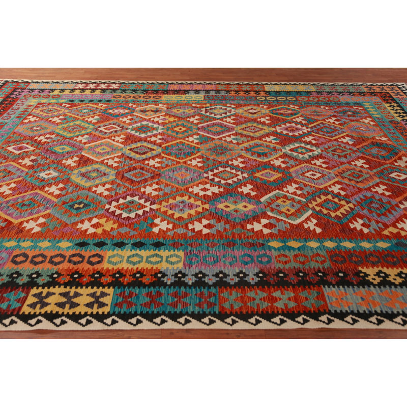 Tapis oriental kilim en laine à tissage plat 10 x 13