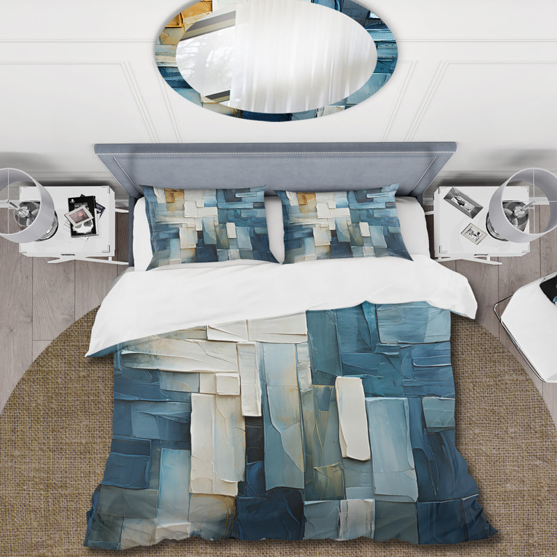 Ensemble de housse de couette Blue and White Nautical Shapes IV - Coastal Minimalisme