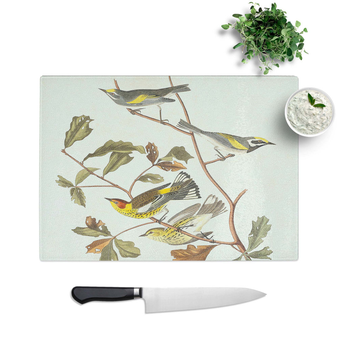 Tempered Glass Warbler Birds by John James Audubon Chopping Board