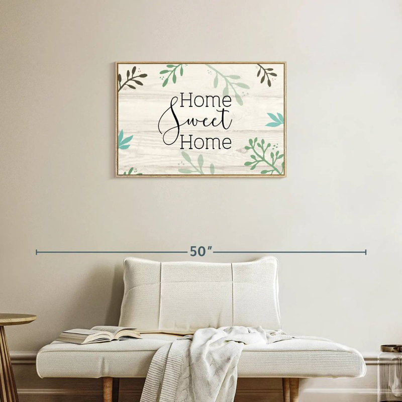 Panneau mural Home Sweet Home, Cadre flottant en bois naturel, 31 po x 21 po