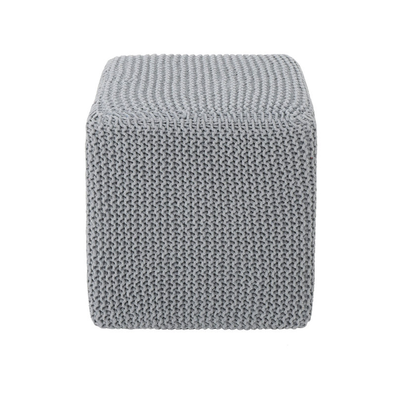 Mesa Upholstered Pouf, Light Gray