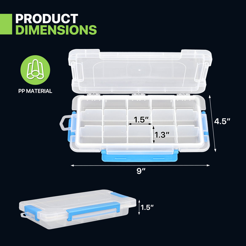Ensemble de 4 boîtes de rangement en plastique transparent avec 15 compartiments réglables et séparateurs amovibles - bijoux, artisanat, organisateur de quincaillerie