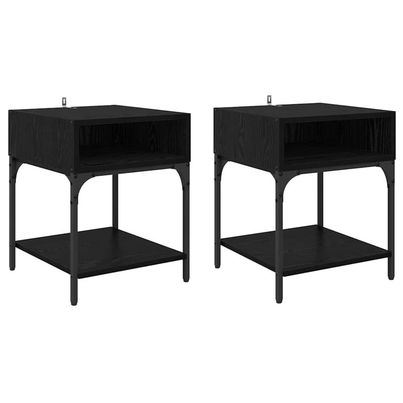 40cm W Manufactured Wood Bedside Table, Black Oak
