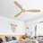 52 Inch Indoor 3 Solid Wood Blade Ceiling Fan Noiseless Reversible Dc Motor Remote Control