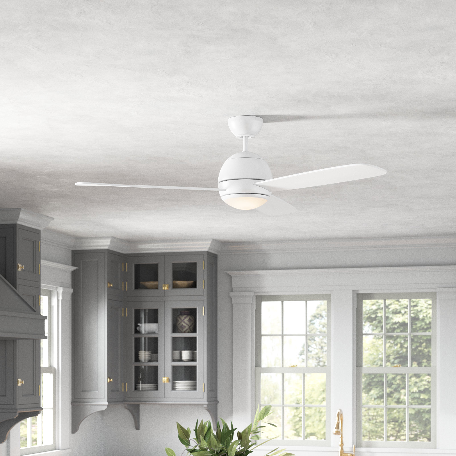 Erina 52" Ceiling Fan with Light Kit, Matte White, Matte White