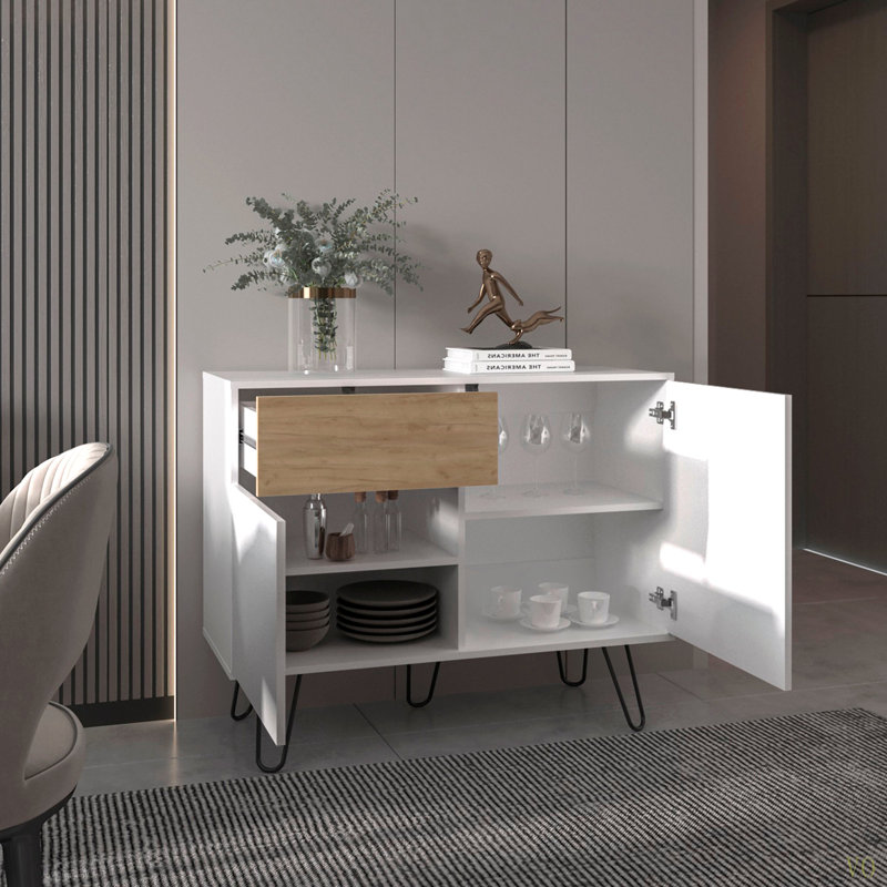 Buffet, 2 portes, 1 tiroir, 4 tablettes