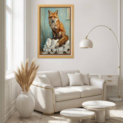 Renard sur rouleau, ensemble de 1 reproduction d'art sur toile tendue