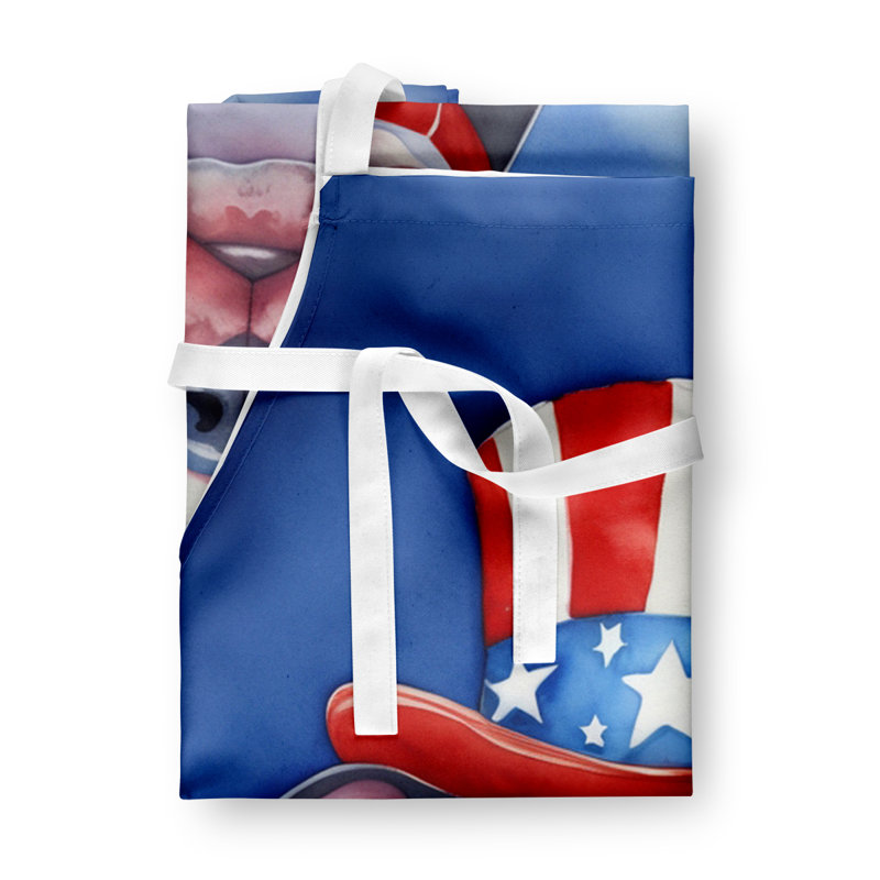 Patriotic American Apron, Gray/White Pit Bull Terrier