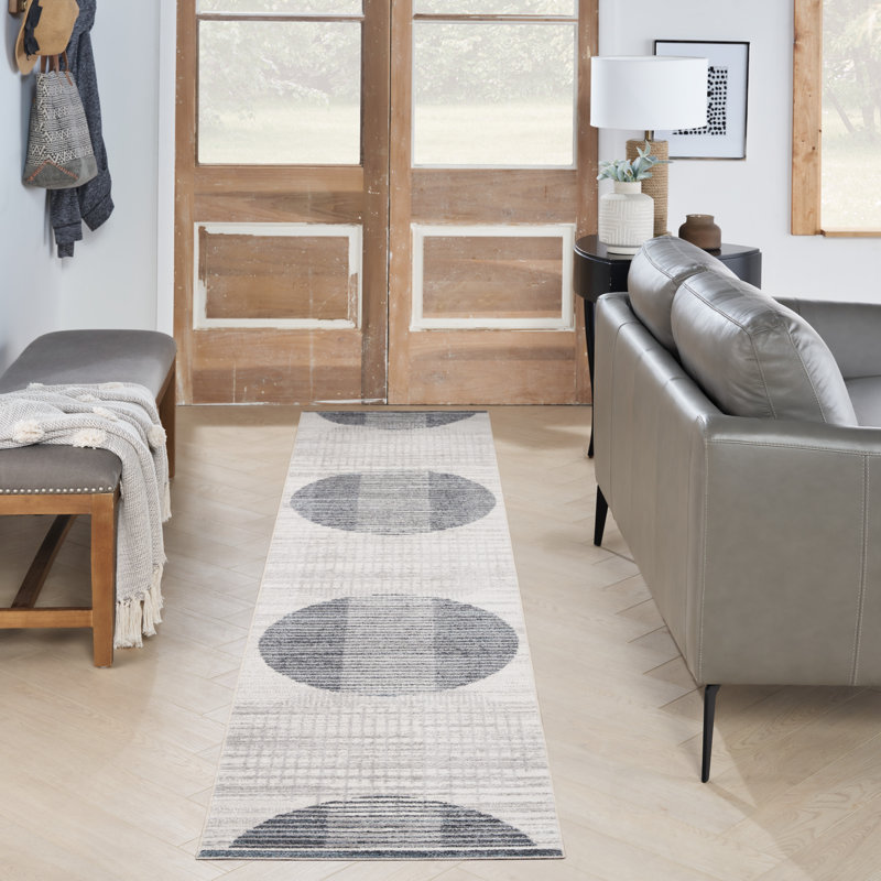 Tapis géométrique ivoire Aulika, Tapis de couloir 2 pi 2 po x 10 pi