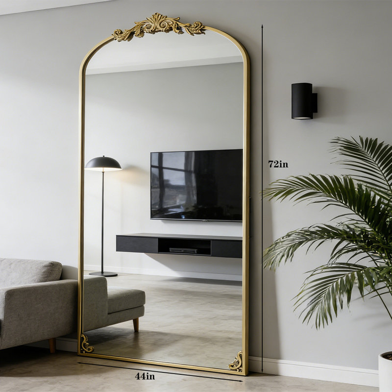 Baroque Arched Full Body Mirrors，Vintage Full Length Mirror，For Bedroom，Living Room，Entrywa, 72" x 44"