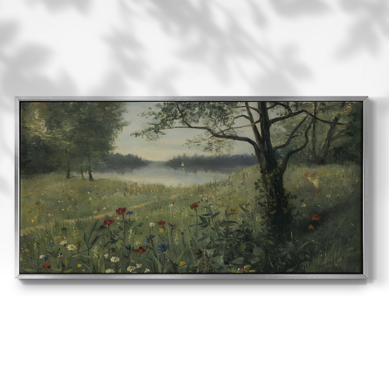 «Landscape Series» - Mxxiii, reproduction sur toile encadrée, H 21 po x l 41 po, Argent argent
