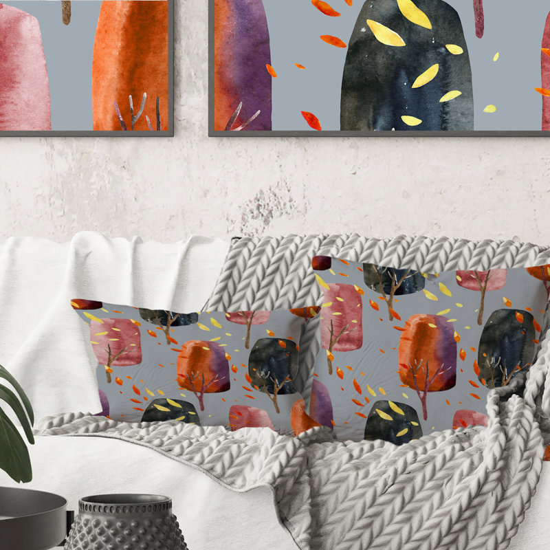 Coussin décoratif rétro à motif d'automne avec feuilles tombantes II