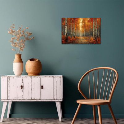 Abisali scène d'hiver nature décoration murale automne forêt d'automne, impression sur toile, affiche, peinture, œuvre d'art pour le salon, bureau à domicile, prêt à être accroché, 12 po x 16 po