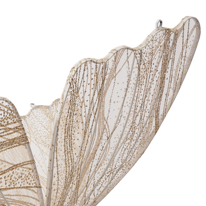 2Pcs Romantic Wedding Decoration Elegant Butterfly LED Floor Lamp Gold White Light, 6000K