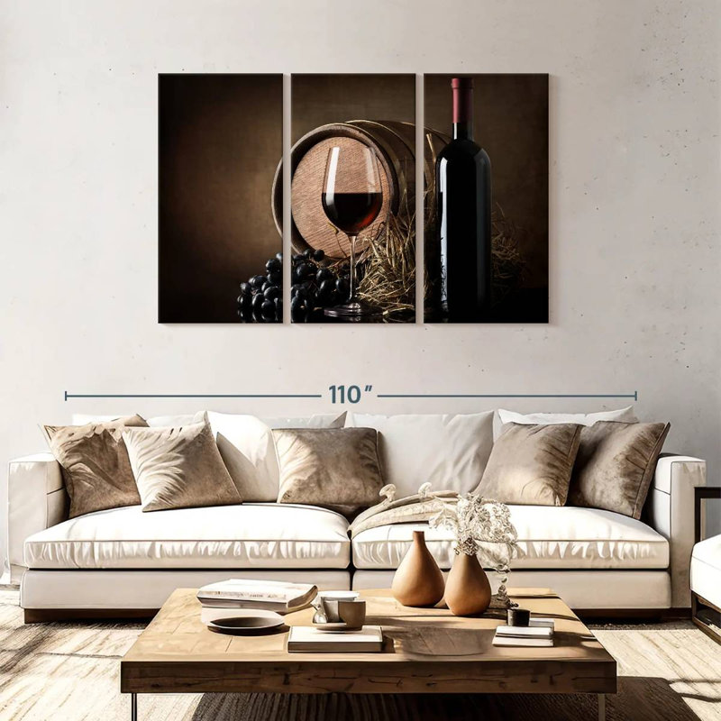 Yarlin raisins et tonneau de vin, H 48 po x l 74 po