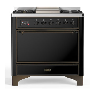 Cuisinière à double combustible ILVE Majestic III Series 36 po avec 6 brûleurs scellés et plaque de cuisson (gaz naturel, porte pleine)