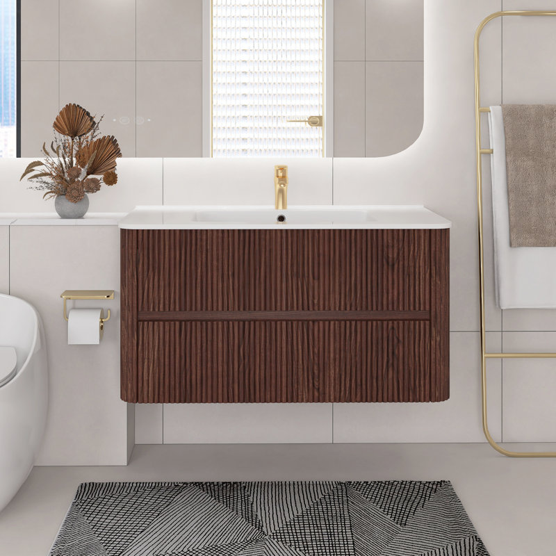 Meuble-lavabo simple 35,75 po avec plateau en céramique Dimetra