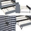 Lit de jour en vichy double avec couchette simple, canapé-lit en tissu de lin avec port USB et conception à vagues, aucun sommier nécessaire-292691022