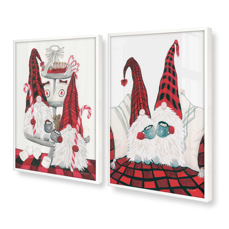 Cozy Gnome Compations, ensemble de 2 reproductions d'art, 10 po x 8 po, Blanc opaque