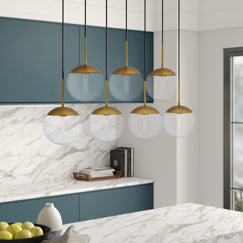 Elliot 7 - Light Kitchen Island Pendant, Clear, Chrome