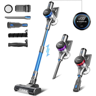 INSE Cordless Vacuum Cleaner, 400W Stick Vacuum With 30Kpa Powerful Suction, 55Min Runtime, Smart Induction Auto-Adjustment, Rechargeable Cordless Vac