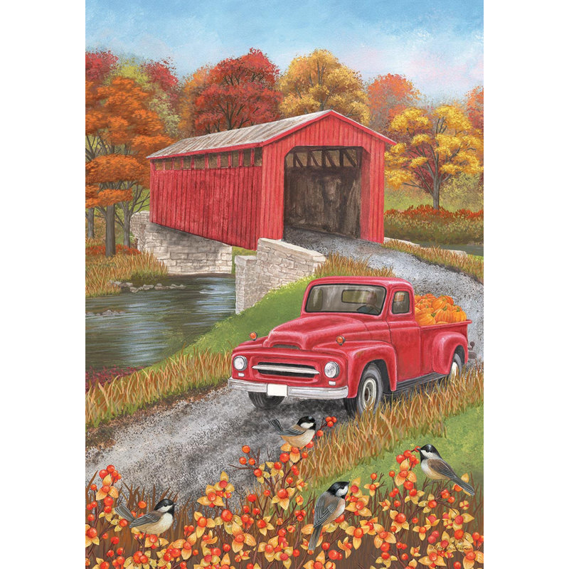 Autumn Bridge House Flag