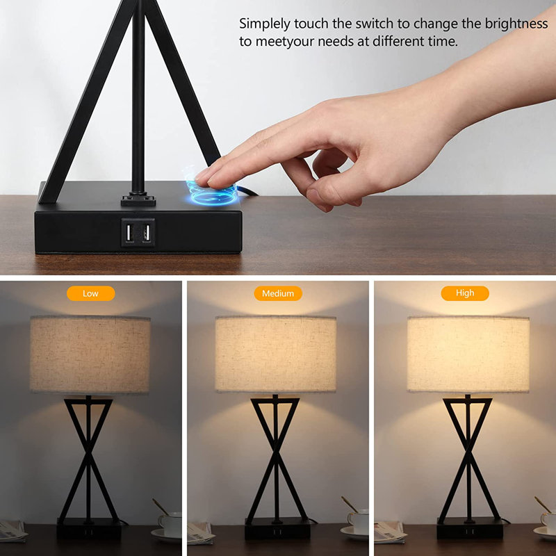 Lampe de table USB en métal Emielia
