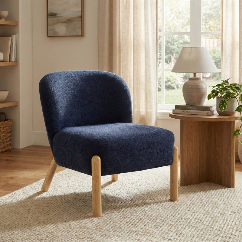 Alana Soft Touch Fabric Accent Chair, Denim Blue