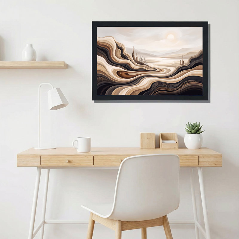 «Wavy Layered Hills in Earth Tones and sépia Sky», art mural sur toile, 24"H x 36"W