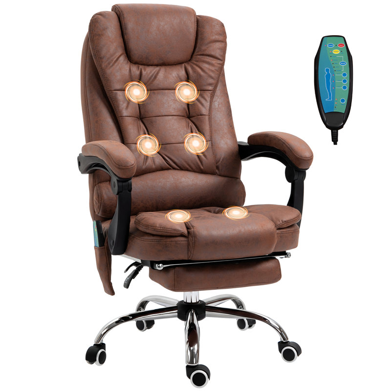 Barkett Upholstered Executive Chair with Massage Feature, Brown, Microfiber / Microsuede