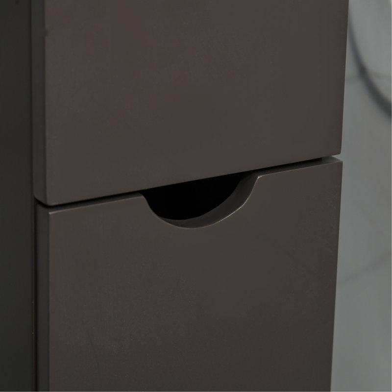 Armoire de rangement pour salle de bain de 54 po de hauteur, tour à linge autoportante avec tablette à 2 niveaux et tiroirs, rangement de plancher étroit, brun
