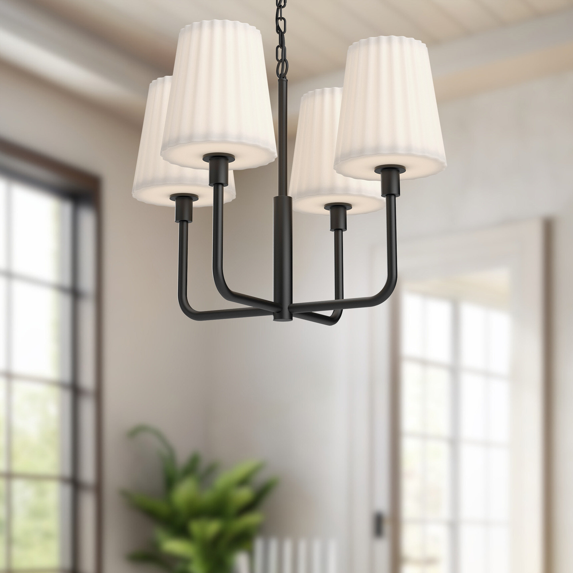 Tindra 4 - Light Metal Dimmable Chandelier, Matte Black