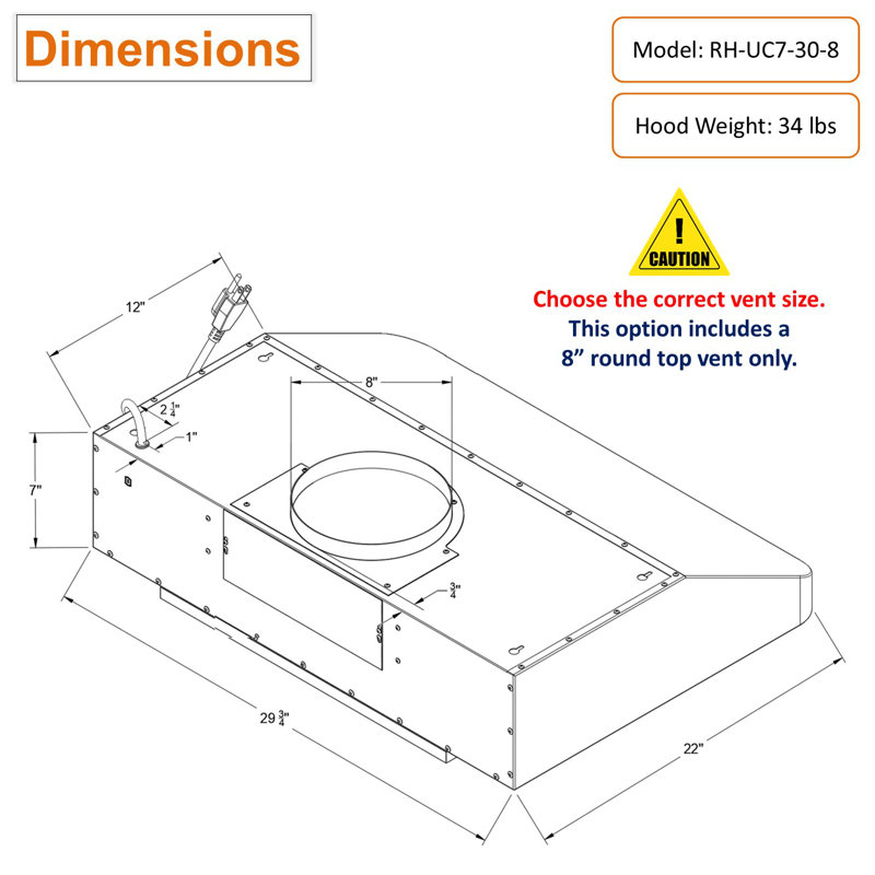 Awoco 30" Stainless Steel 900 CFM Ducted (Vented) Under Cabinet Range Hood with Baffle Filter