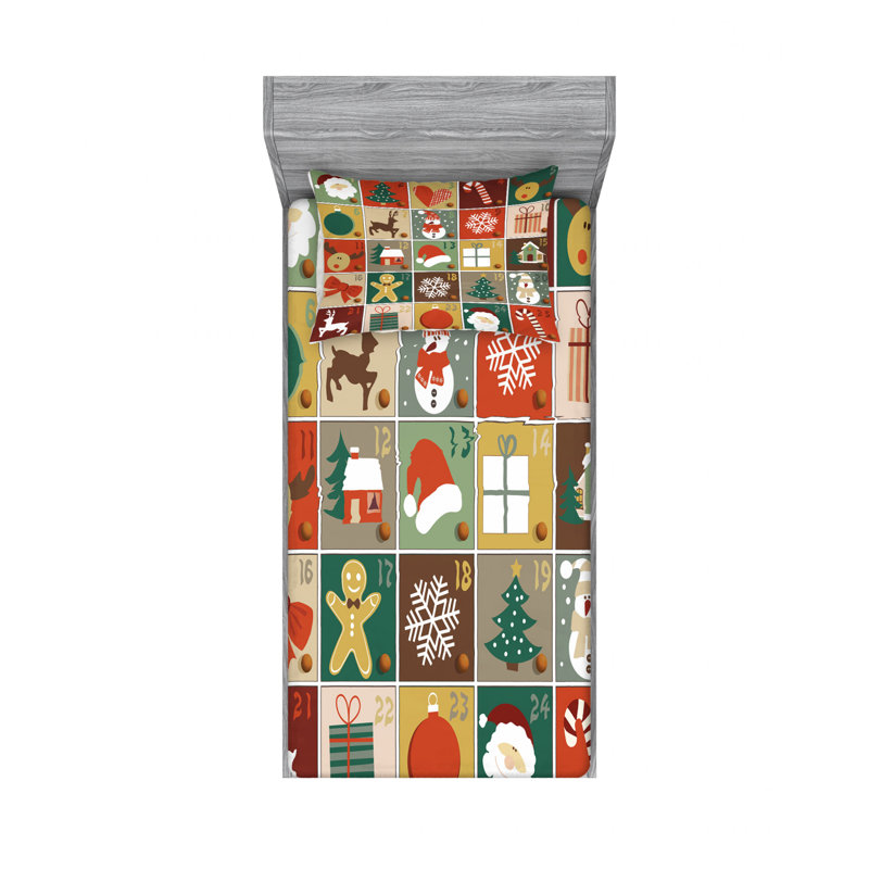 Microfiber Patchwork Sheet Set, Twin XL Sheet Set with Fitted Sheet