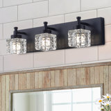 Derquan 3-Light Modern Square Glass Light Shade Dimmable Vanity Light