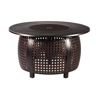 Esma Round Aluminum Propane Smokeless Fire Pit Table with Hidden Fuel Tank