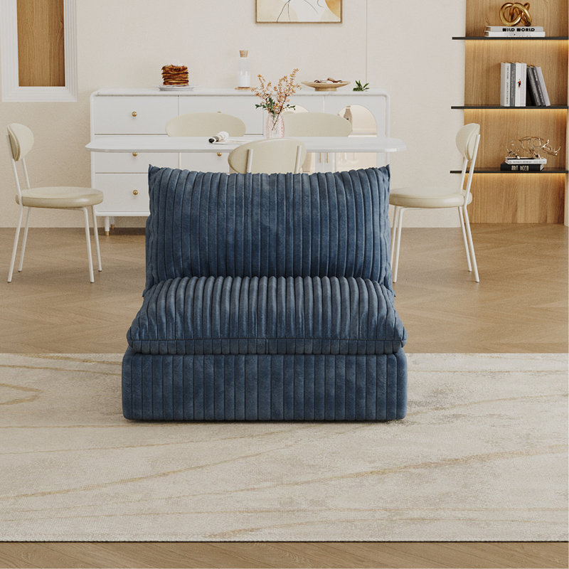 Velours côtelé en velours côtelé bleu avec coussin amovible double couche. Pour salon, chambre à coucher, appartement de conférence. Compression modulaire et haute densité, sans assemblage