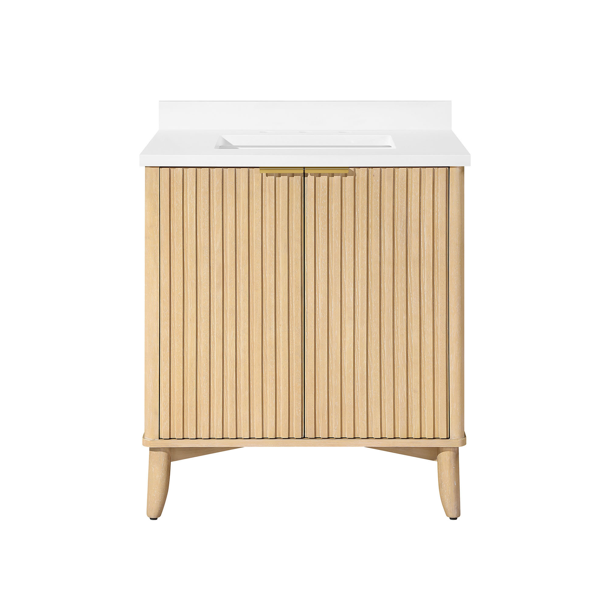  Gabi 30 In. Single Sink Freestanding Warm Walnut Bathroom Vanity With White Engineered Stone Top, Rustic Ash