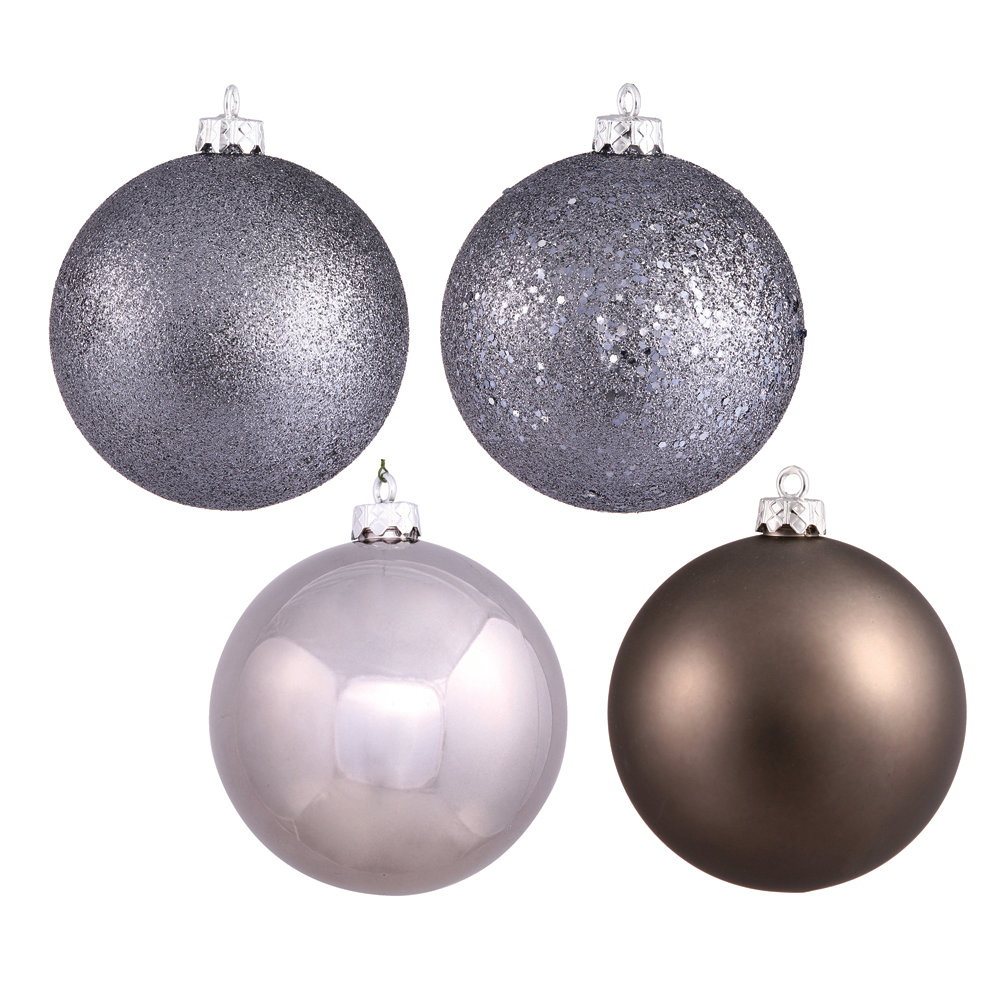 Shatterproof Bauble, 6" H x 6" W x 6" D, Celadon Shiny, Matte, Glitter, Sequin