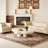 39" Round Cloud Coffee Table for Living Room - Cream White Modern Organic Shape Accent Table, Soft Curve Design, 4-Leg Sturdy Tea Table