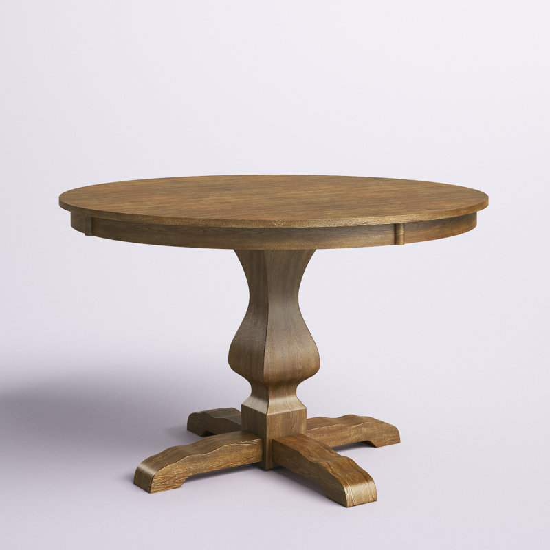 Ailla Round Solid Wood Base Dining Table, Brown
