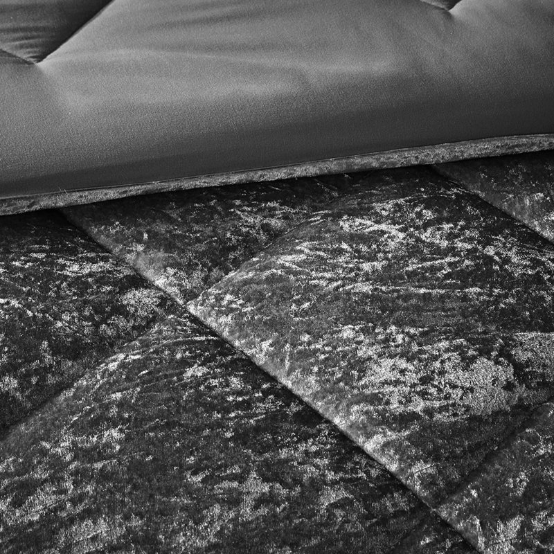 Édredon en velours gris double / grand - Coussin décoratif à motif de losanges inclus Literie lavable et élégante, Gris