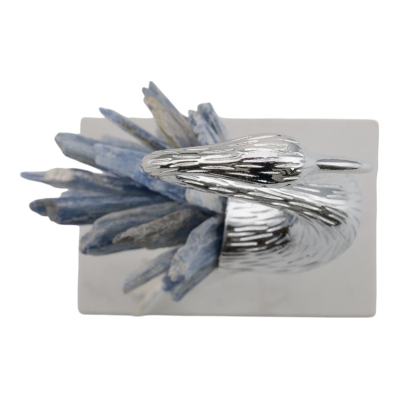 Sagebrook Home 12" Majesty Small Blue Kyanite Stone Metal Bird, 12"H x 6"W x 3.25"D